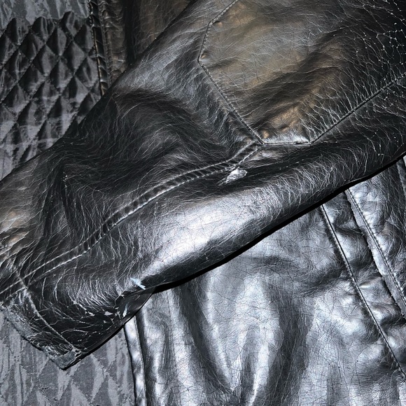 Whispering Smith Vintage Black Leather Zip Up Jacket Hood Quilted Lining Size XL - Picture 11 of 14